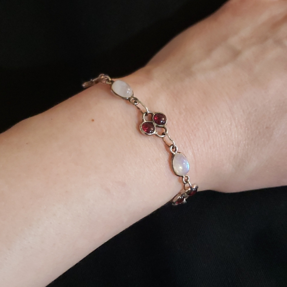 Ruby & Moonsone Sterling Silver Bracelet - image 3